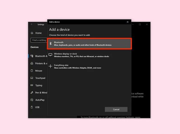 Chọn Bluetooth trong mục Add a device