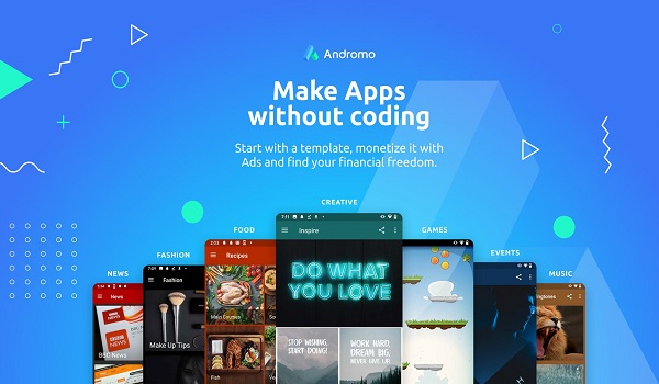 Phần mềm tạo app mobile Andromo 