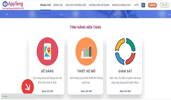 Phần mềm tạo app mobile AppTeng 