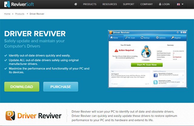Phần mềm Driver Reviver