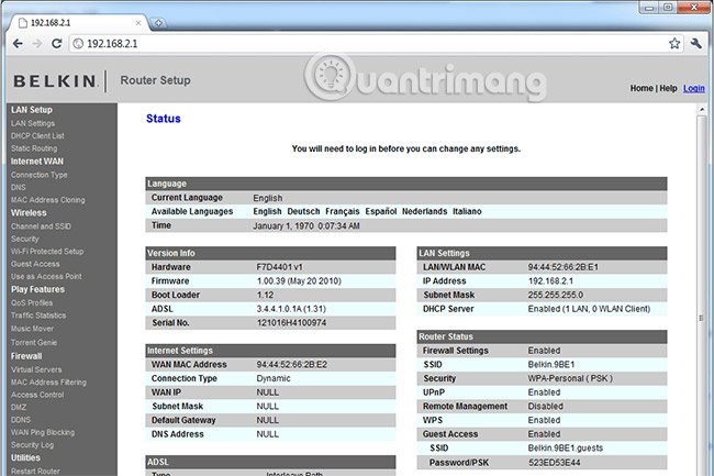Địa chỉ IP mặc định