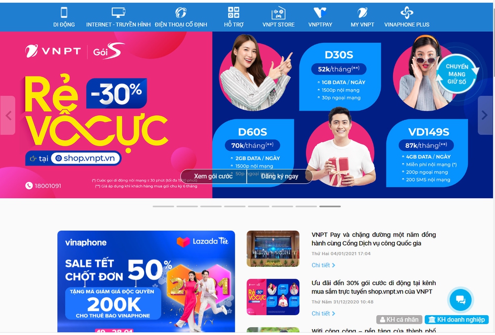 Mẫu thiết kế website công ty viễn thông ấn tượng