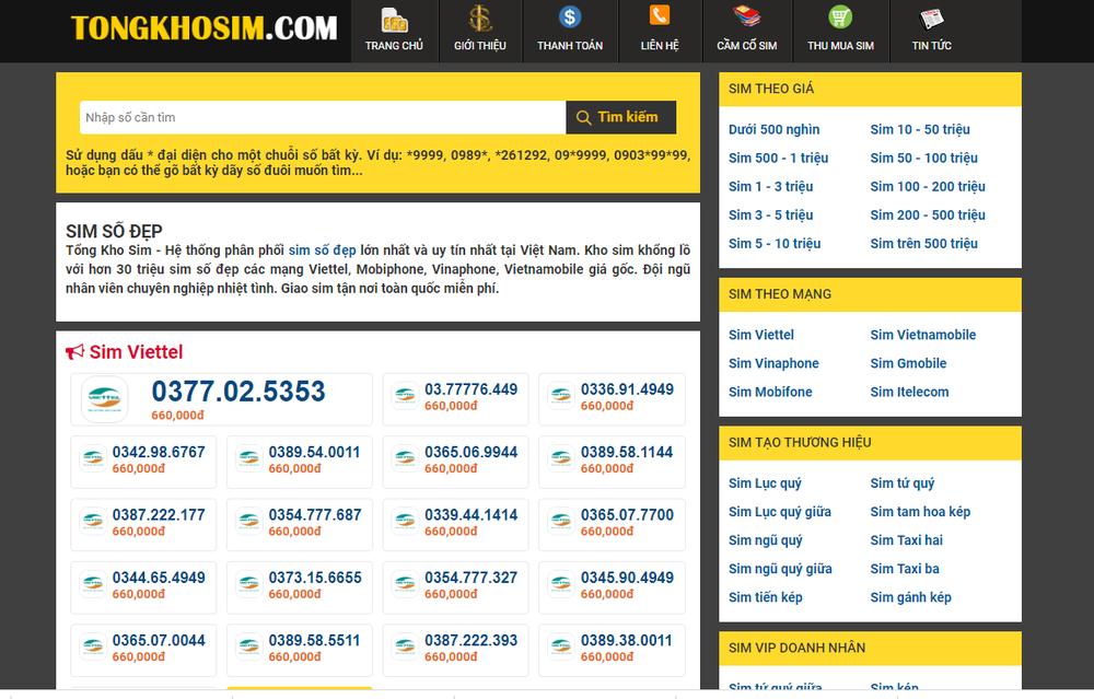 Các mẫu thiết kế website bán sim ấn tượng, chuyên nghiệp