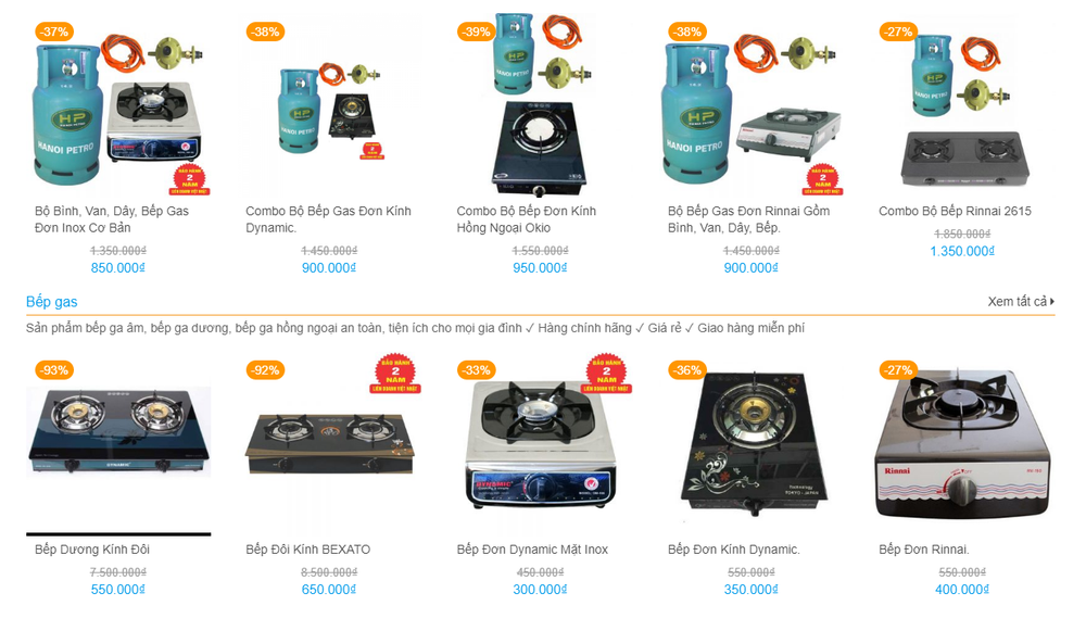 Các chức năng chính khi thiết kế website bán gas, bếp gas