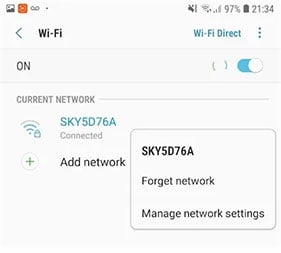 Chọn Manage network settings