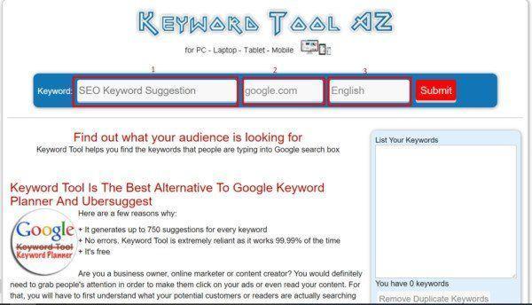 Tool tạo thẻ tag miễn phí không tốn thời gian: Keywordtoolaz