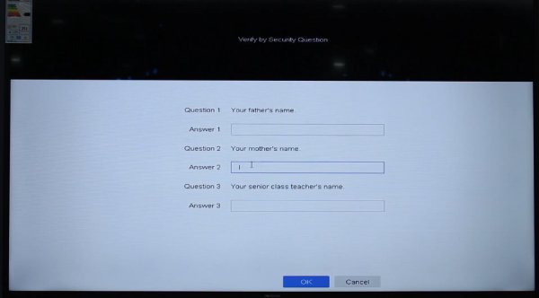 Trả lời các câu hỏi bảo mật để khôi phục mật khẩu cho thiết bị camera Hikvision