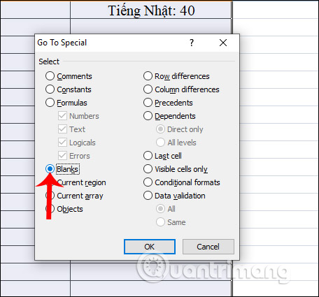 Nhấn Blanks