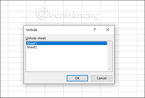 Chọn sheet cần hiện
