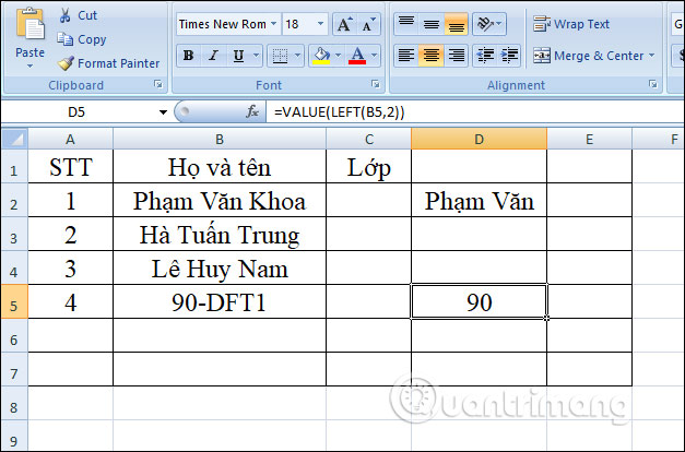 Trả về kết quả số