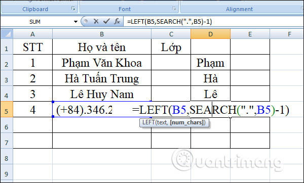 Loại bỏ ký tự đằng trước