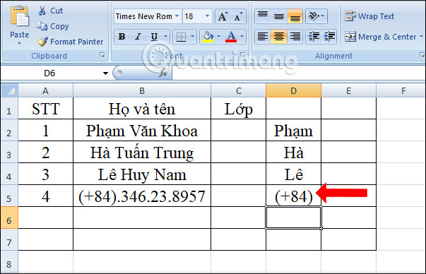 Ký tự trước dấu chấm