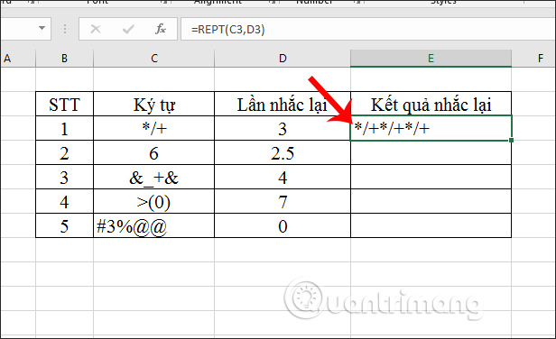 Kết quả lặp lại