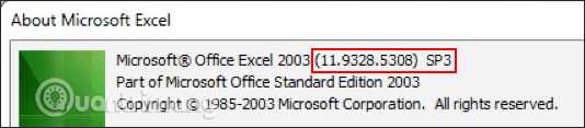 Phiên bản Excel 2003