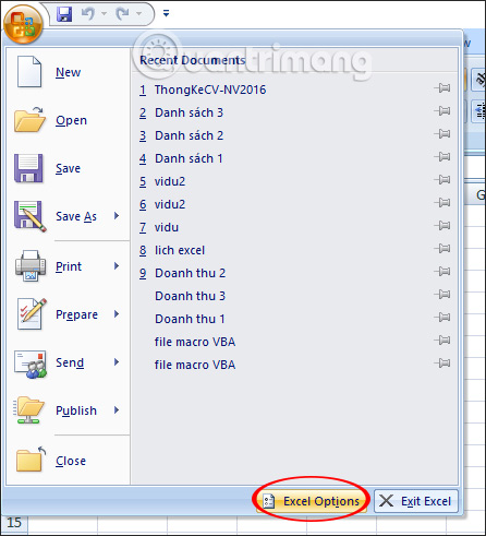 Excel Options
