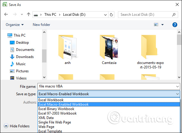 Lưu dưới file VBA
