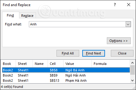 Công cụ Find & Replace