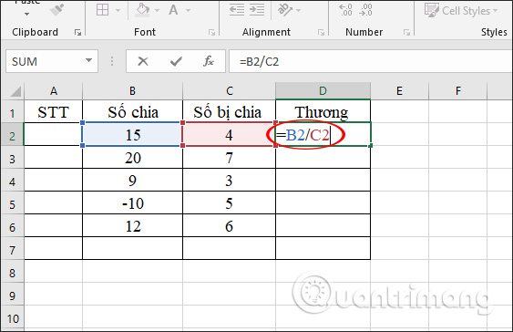 Tính phép chia