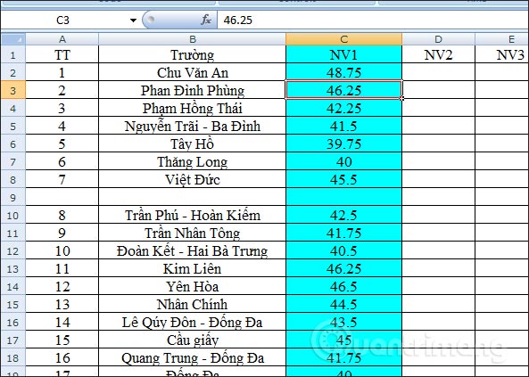 Tô màu cột khi click chuột