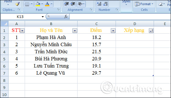 Xóa kiểu bảng 