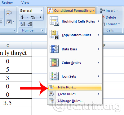 Nhấn chọn Conditional Formatting