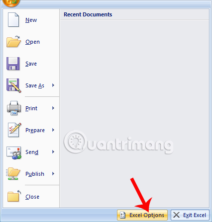 Nhấn chọn Excel Options
