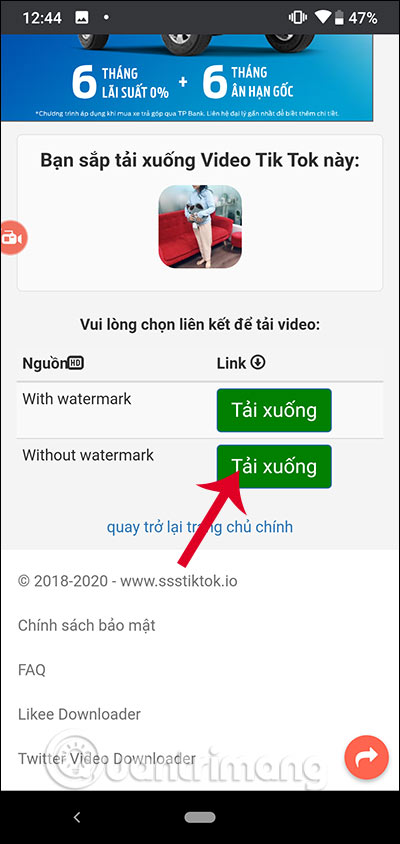 Tải video Tiktok không watermark