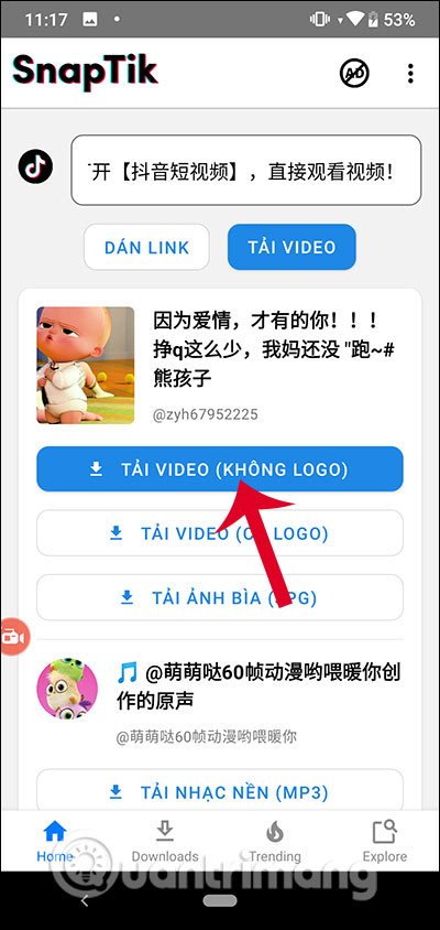 Tải video không logo