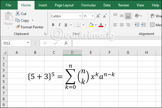 Nhập dấu ngoặc trong Excel
