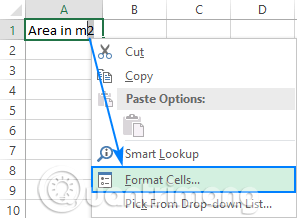 Chọn Format Cells… từ menu ngữ cảnh
