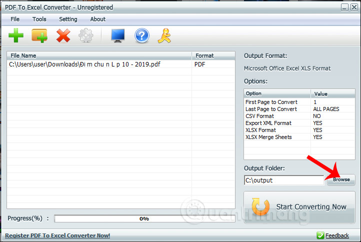 PDF To Excel Converter chuyển file