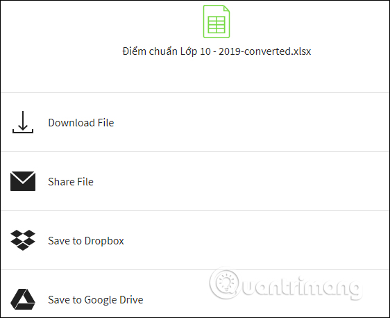 Smallpdf tải file Excel