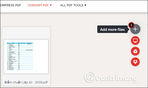 Tải thêm file lên Ilovepdf