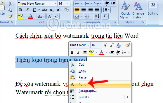 Định dạng chữ trên Word 