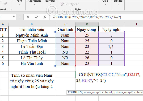 Số lượng Nam 25 ngày, ngày nghỉ ít hoặc bằng 2