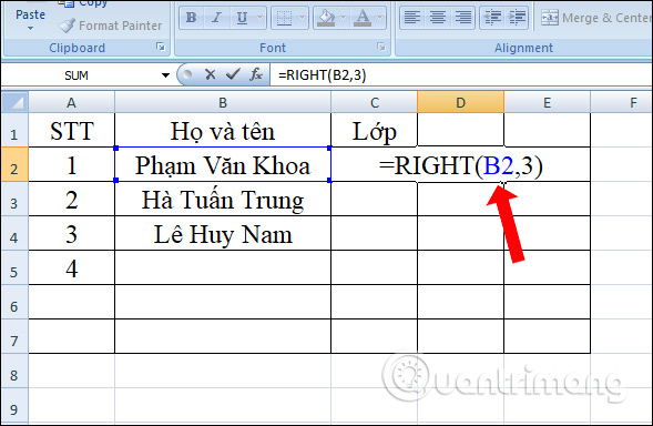 Công thức tìm ký tự