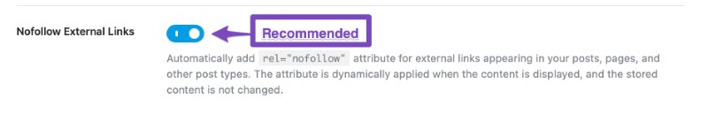 nofollow external links option