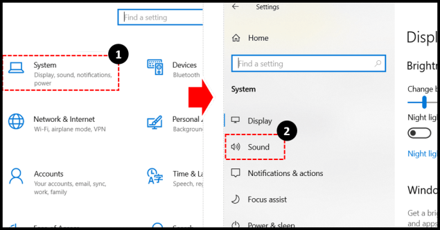 Chuyển đến phần System > Sound