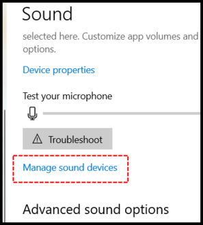 Nhấp vào Manage sound devices