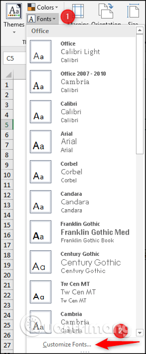 Click vào Customize Fonts