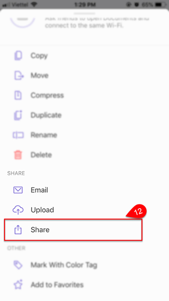 Chọn Share
