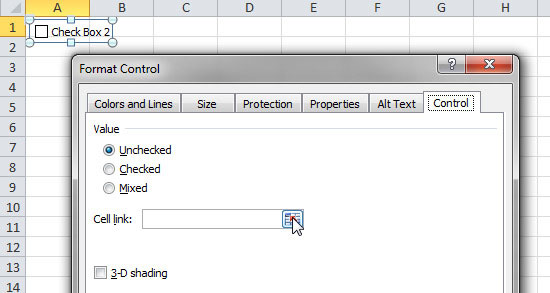 Thêm hộp kiểm vào bảng tính Excel