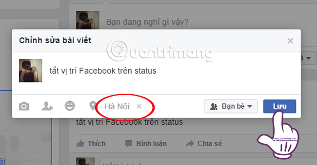 Làm sao để tắt vị trí status trên Facebook?