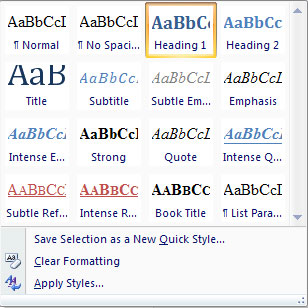 Chọn Save Selection as a New Quick Style...