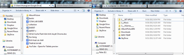 Đồng hộ hóa thư mục trên máy tính với Google Drive, Skydrive và Dropbox