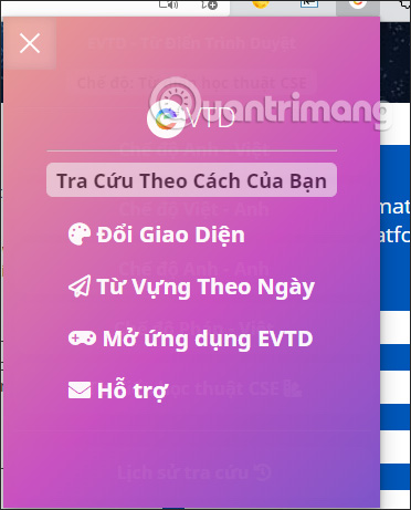 Tùy chỉnh tiện ích EVTD