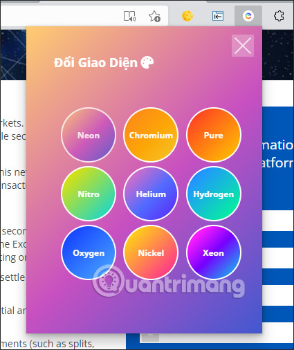 Đổi giao diện tiện ích EVTD