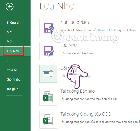 Tải bảng biểu trên Excel Online về máy tính