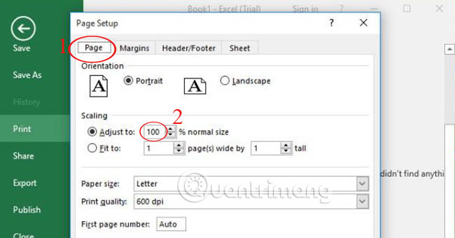 Khắc phục lỗi tập tin Excel bị thu nhỏ khi in