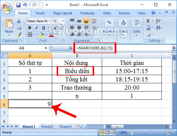 Hàm Search trong Excel